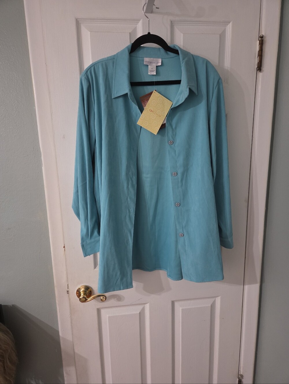 Susan Graver Lined Teal Women's Shacket.  1X